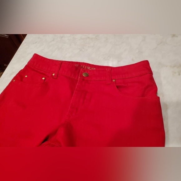 Chico’s Platinum Red Stretch Denim Skinny Jeans Sz 0/S Ankle Length - Picture 8 of 8